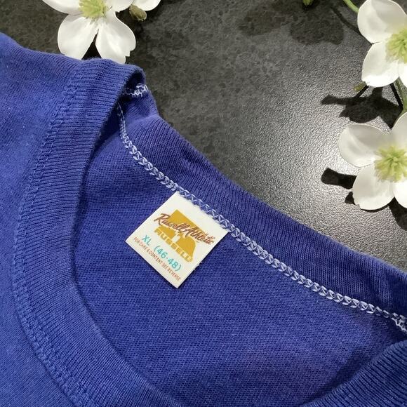 Vintage Russell Athletic T Shirt Jersey Bears #53 70’s 80’s Royal Blue Ringer - Picture 12 of 16